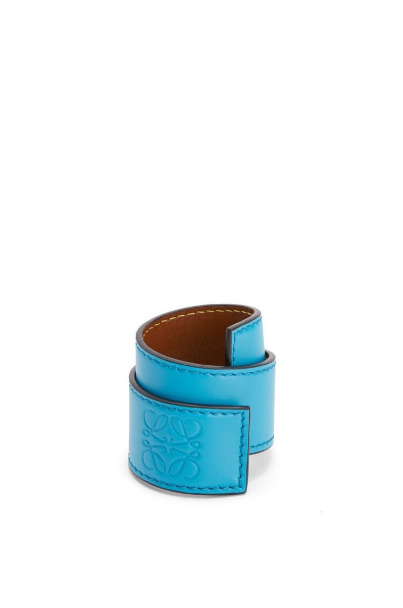 Joyería Loewe Small slap bracelet in calfskin Mujer Azules Azules | 042YOLEMH