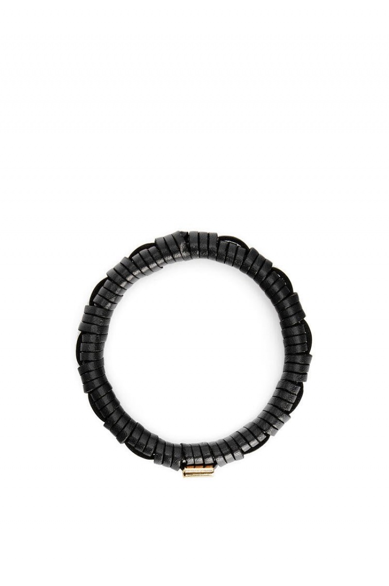 Joyería Loewe Woven bangle in brass and classic calfskin Mujer Negras | 236FSYMUW