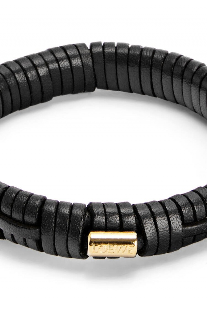 Joyería Loewe Woven bangle in brass and classic calfskin Mujer Negras | 236FSYMUW