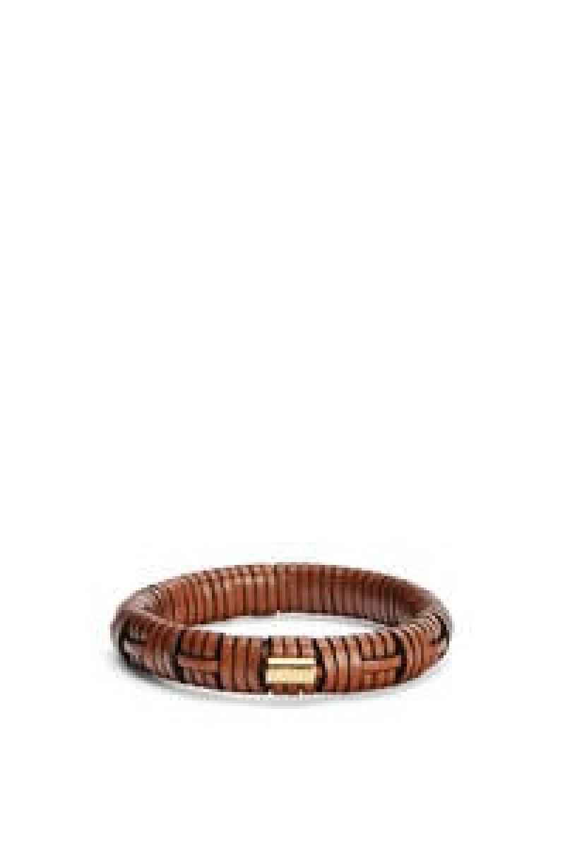 Joyería Loewe Woven bangle in brass and classic calfskin Mujer Negras | 236FSYMUW