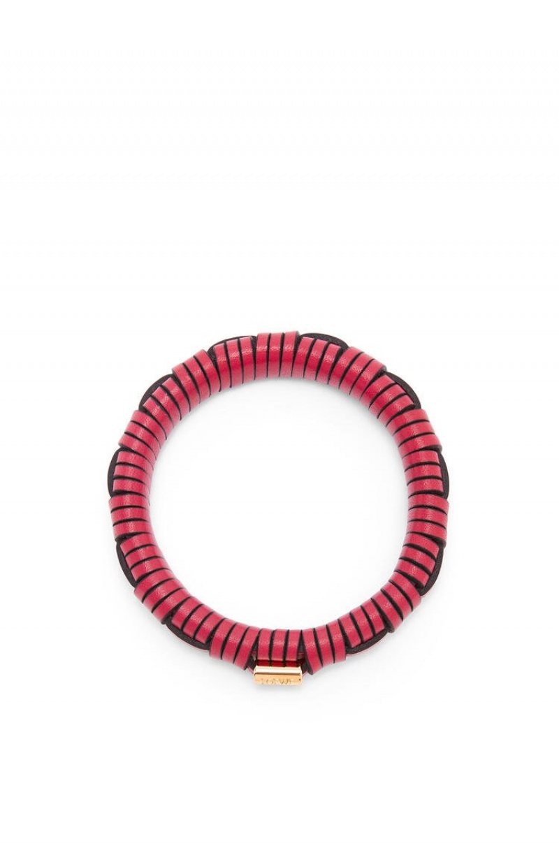 Joyería Loewe Woven bangle in brass and classic calfskin Mujer Fucsia | 630PEKXAF