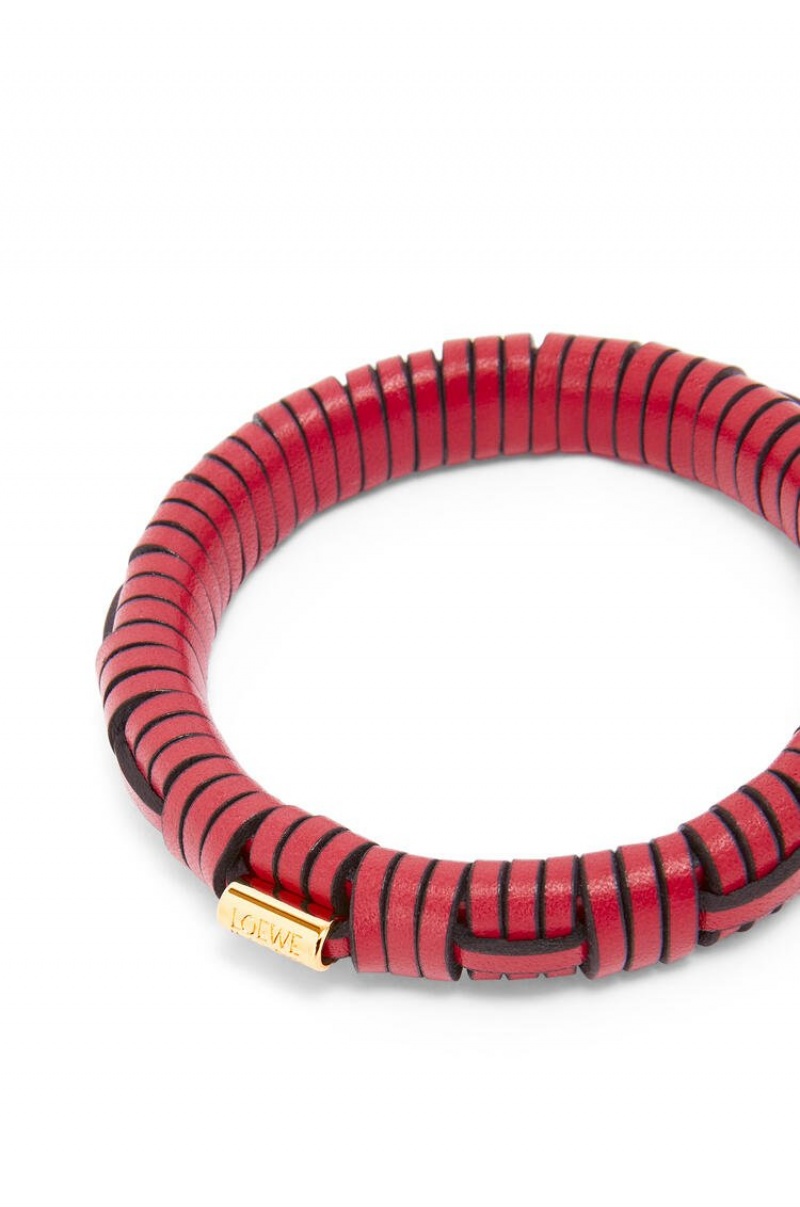 Joyería Loewe Woven bangle in brass and classic calfskin Mujer Fucsia | 630PEKXAF