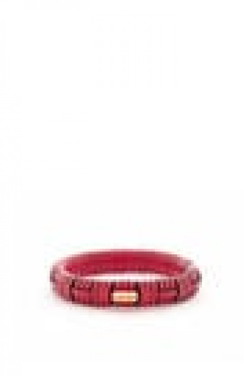 Joyería Loewe Woven bangle in brass and classic calfskin Mujer Fucsia | 630PEKXAF