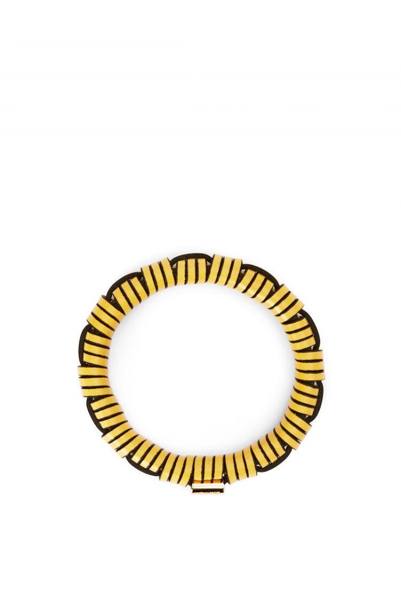 Joyería Loewe Woven bangle in brass and classic calfskin Mujer Amarillo | 194ZNSHAK