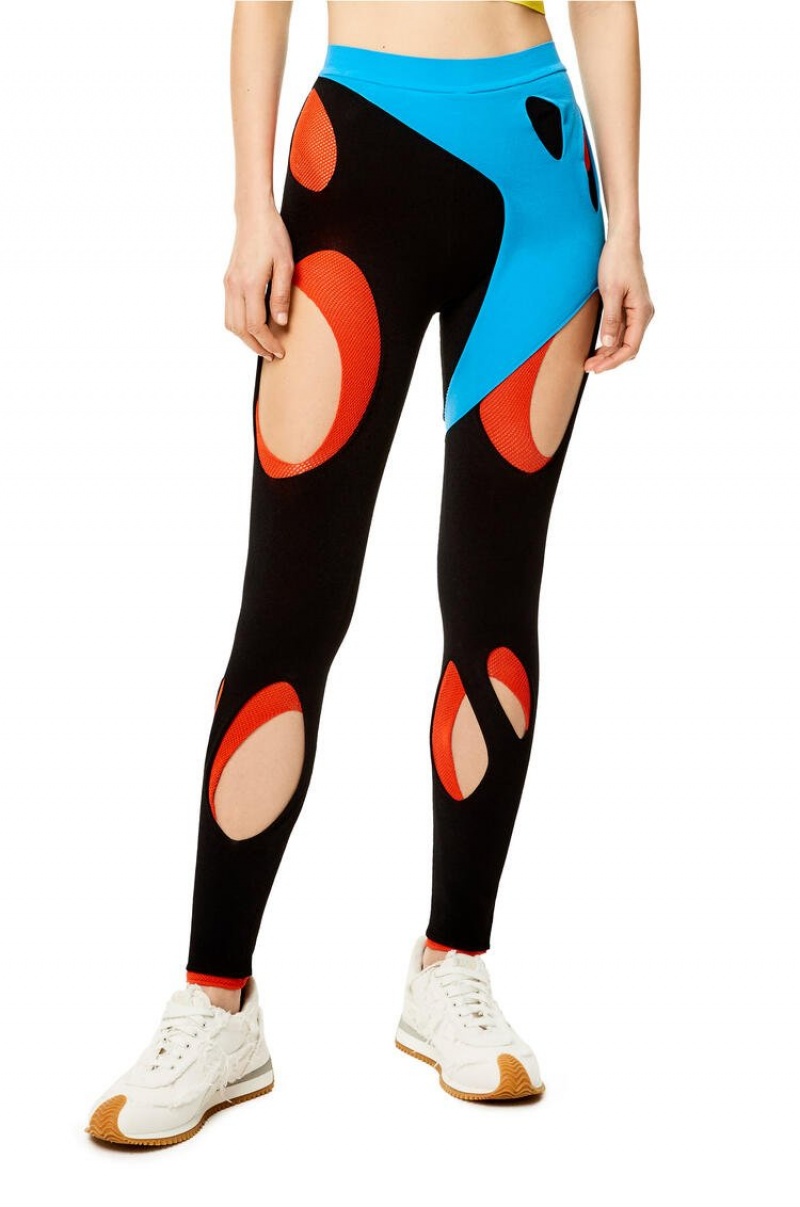 Leggins Loewe Cut-out leggings in viscose Mujer Negras Azules Naranjas | 780DIVKBO