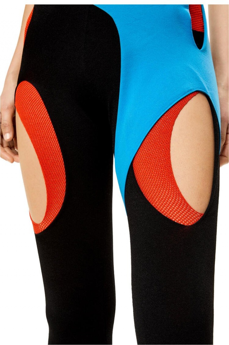 Leggins Loewe Cut-out leggings in viscose Mujer Negras Azules Naranjas | 780DIVKBO