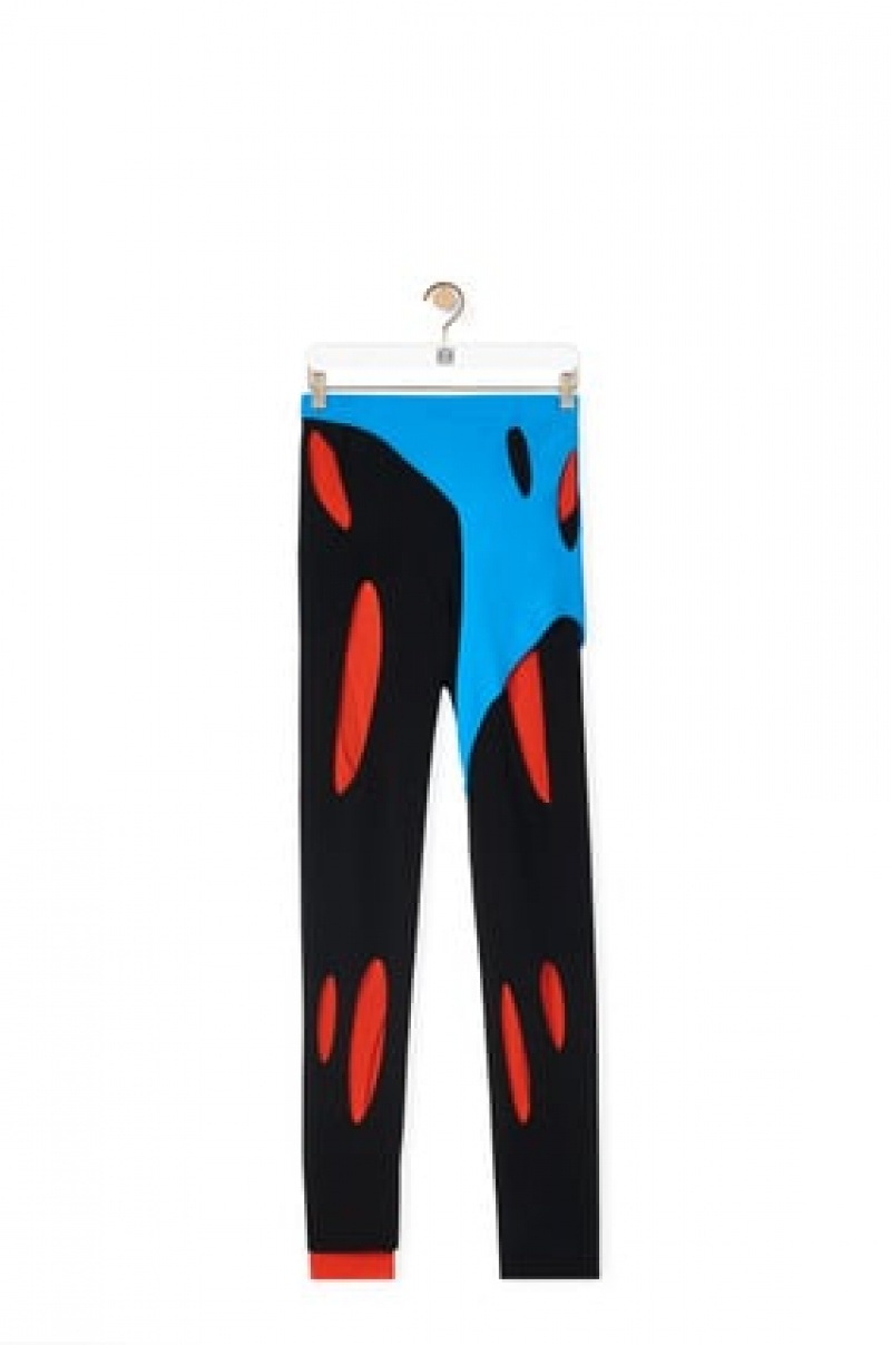 Leggins Loewe Cut-out leggings in viscose Mujer Negras Azules Naranjas | 780DIVKBO