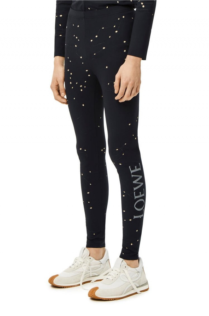 Leggins Loewe LED print leggings in polyamide Hombre Negras Amarillo | 901DGXLJV