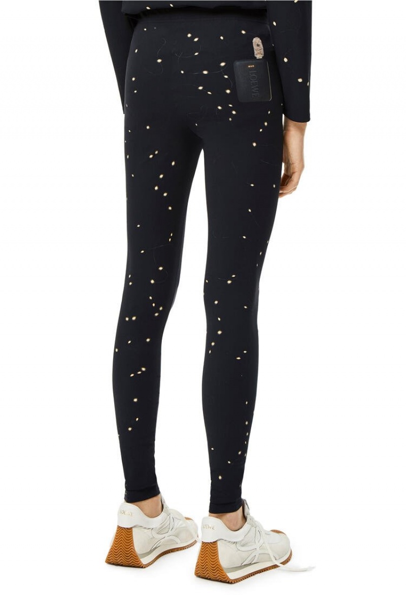 Leggins Loewe LED print leggings in polyamide Hombre Negras Amarillo | 901DGXLJV