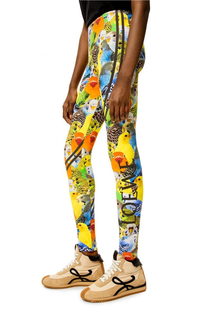 Leggins Loewe Parrots leggings in polyamide Mujer Naranjas Azules Amarillo | 930ZGLDIV