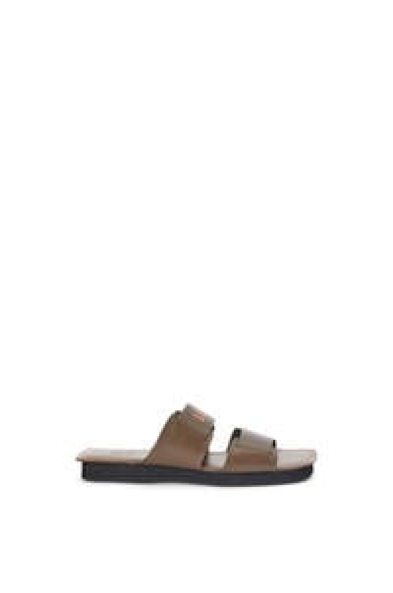 Mocasines Loewe Double strap slide in calfskin Hombre Negras Verde | 291MPQOYE