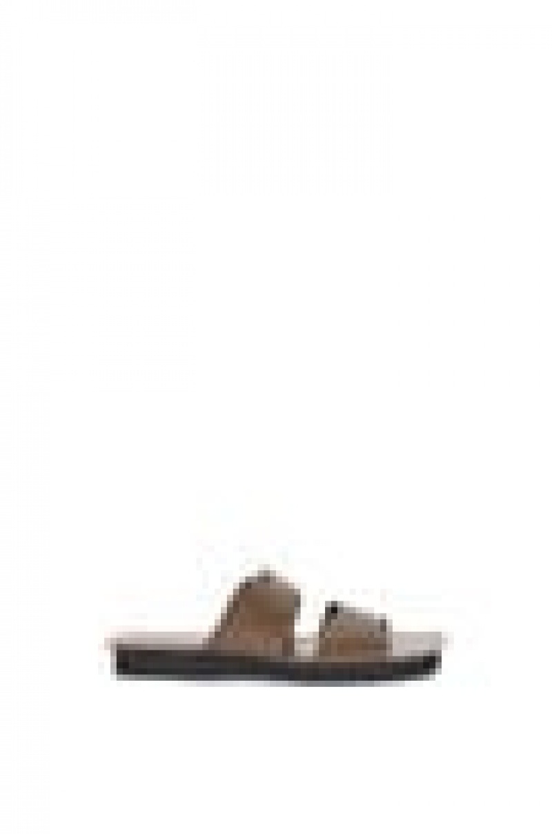 Mocasines Loewe Double strap slide in calfskin Hombre Kaki Verde Naranjas | 123NYHBKL