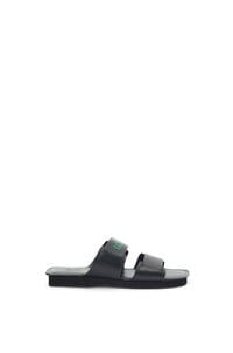 Mocasines Loewe Double strap slide in calfskin Hombre Kaki Verde Naranjas | 123NYHBKL