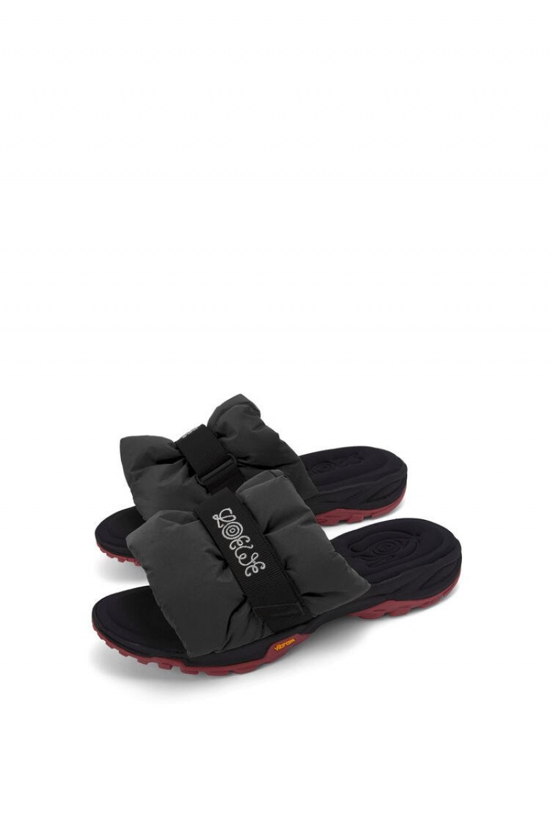 Mocasines Loewe Plisado slide in nylon Hombre Negras | 450FEJMUT