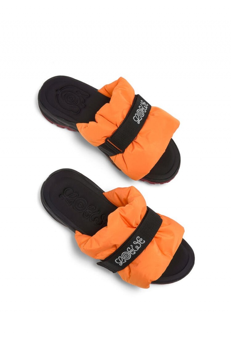 Mocasines Loewe Plisado slide in nylon Hombre Naranjas | 586TLWCRE