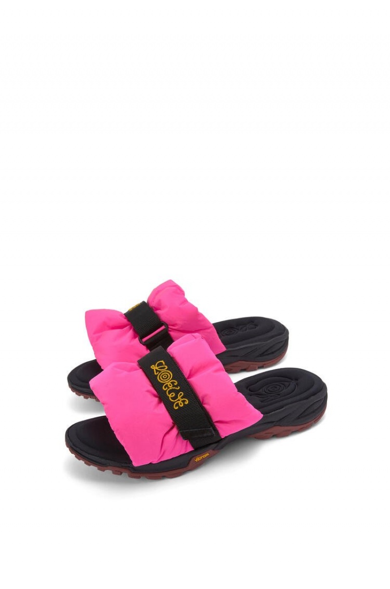 Mocasines Loewe Plisado slide in nylon Hombre Rosas | 268JETWZH