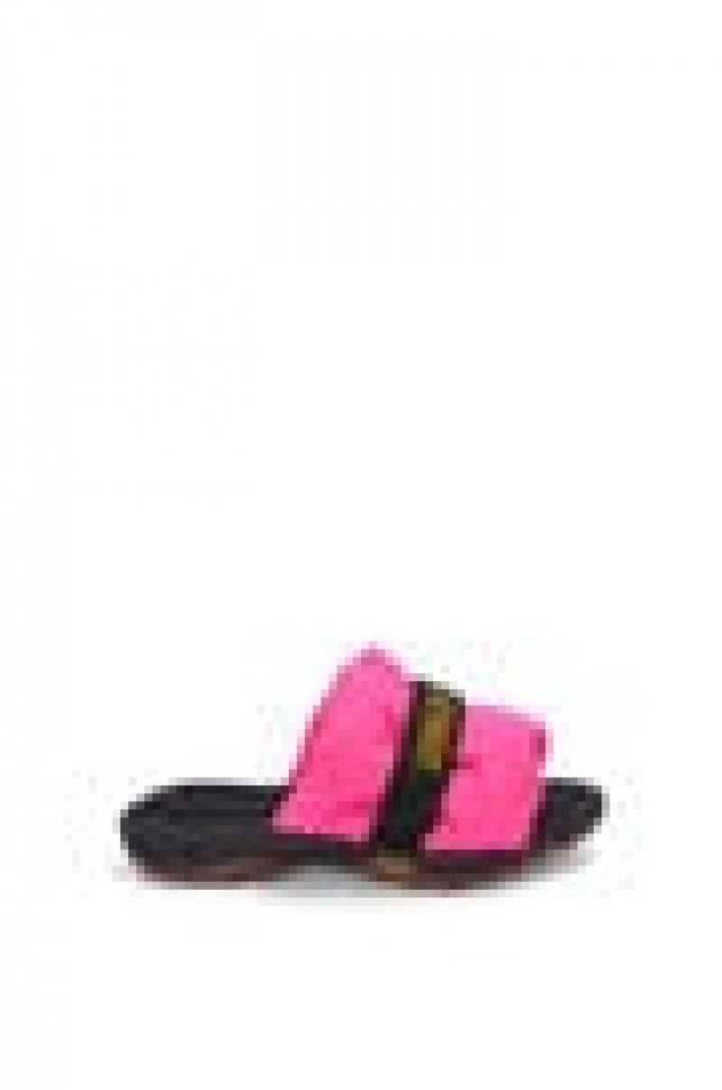 Mocasines Loewe Plisado slide in nylon Hombre Rosas | 268JETWZH