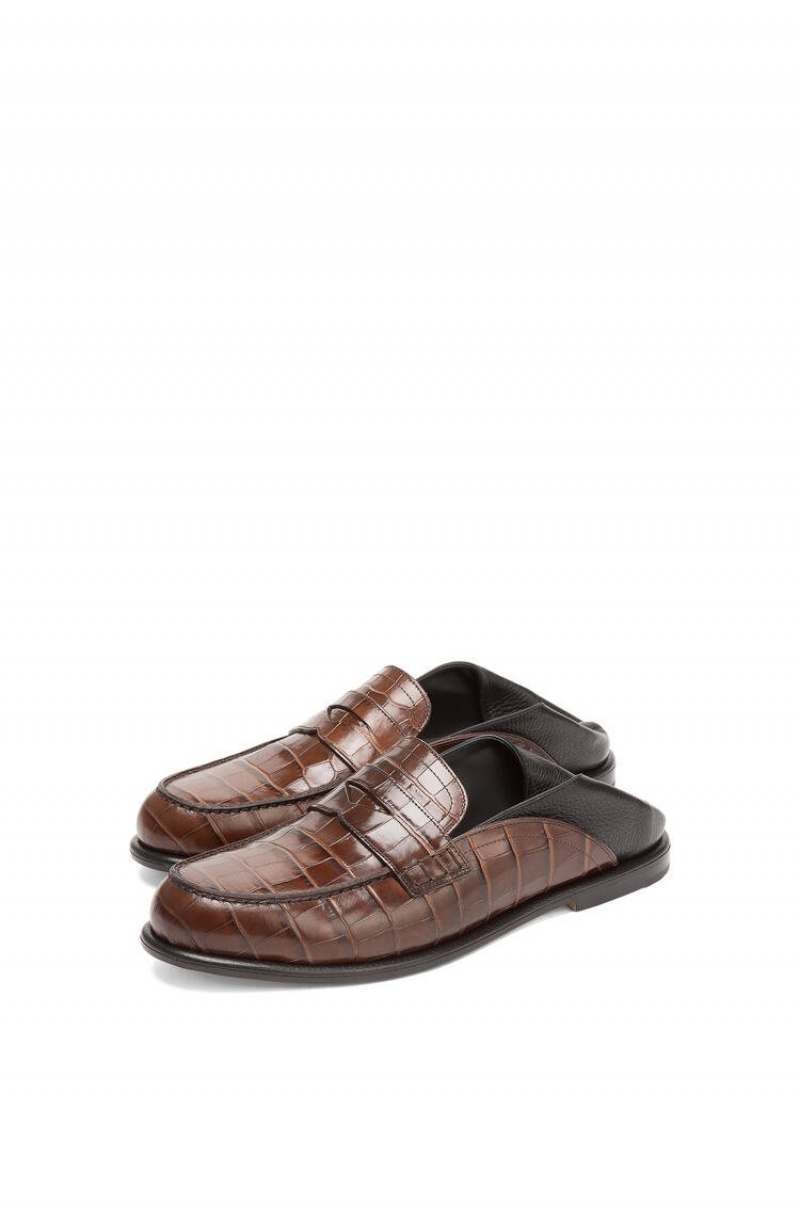 Mocasines Loewe Slip on loafer in calfskin Hombre Marrones Negras | 091YZROEH