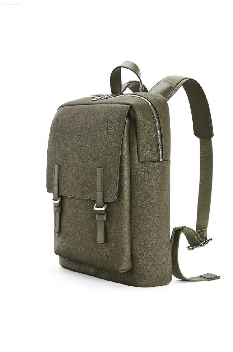 Mochilas Loewe Military Backpack in soft grained calfskin Hombre Kaki Verde | 934AMDPTQ