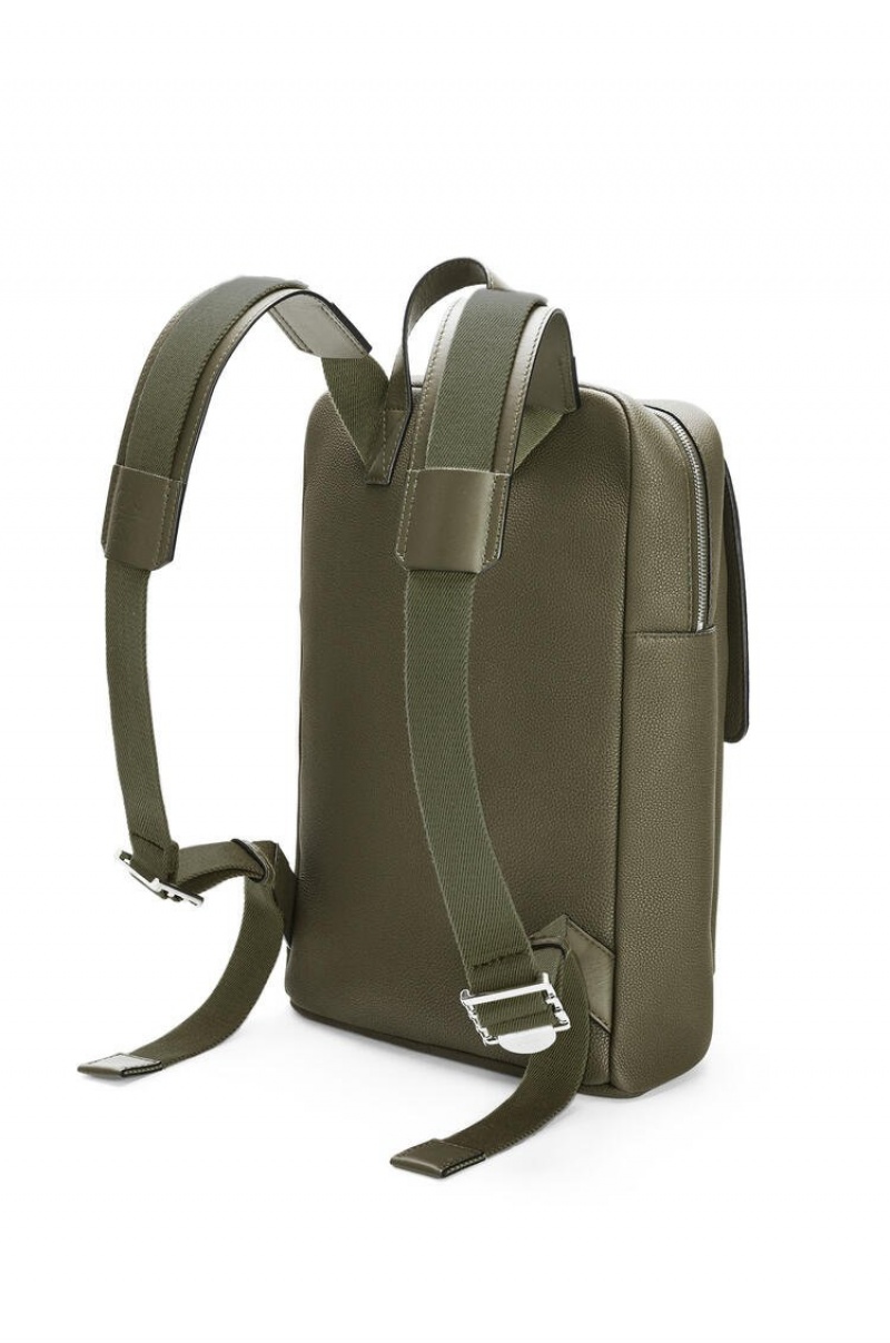 Mochilas Loewe Military Backpack in soft grained calfskin Hombre Kaki Verde | 934AMDPTQ