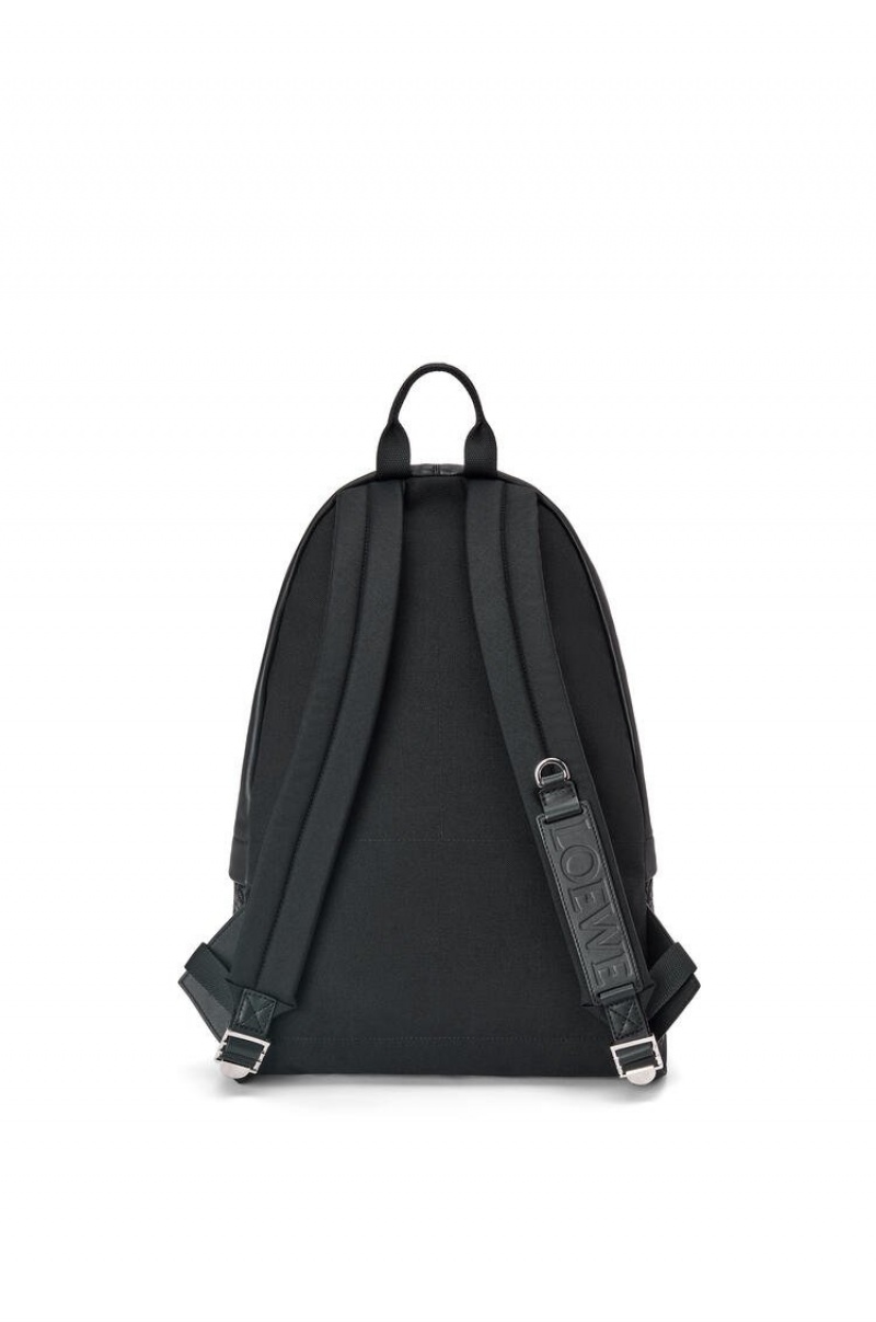 Mochilas Loewe Round Slim Backpack in calfskin and Anagram jacquard Hombre Negras | 053GTCLBN