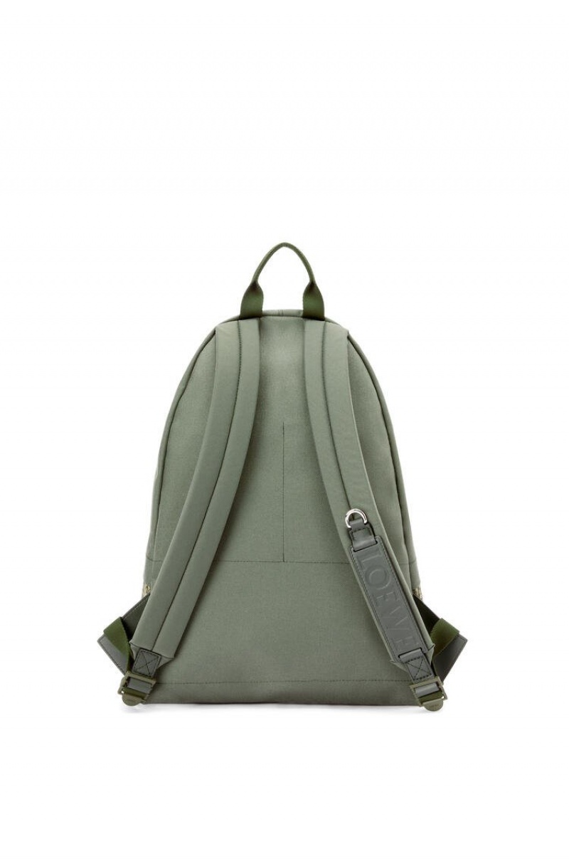 Mochilas Loewe Round Slim Backpack in canvas and Anagram jacquard Hombre Kaki Verde | 894NDIQFX