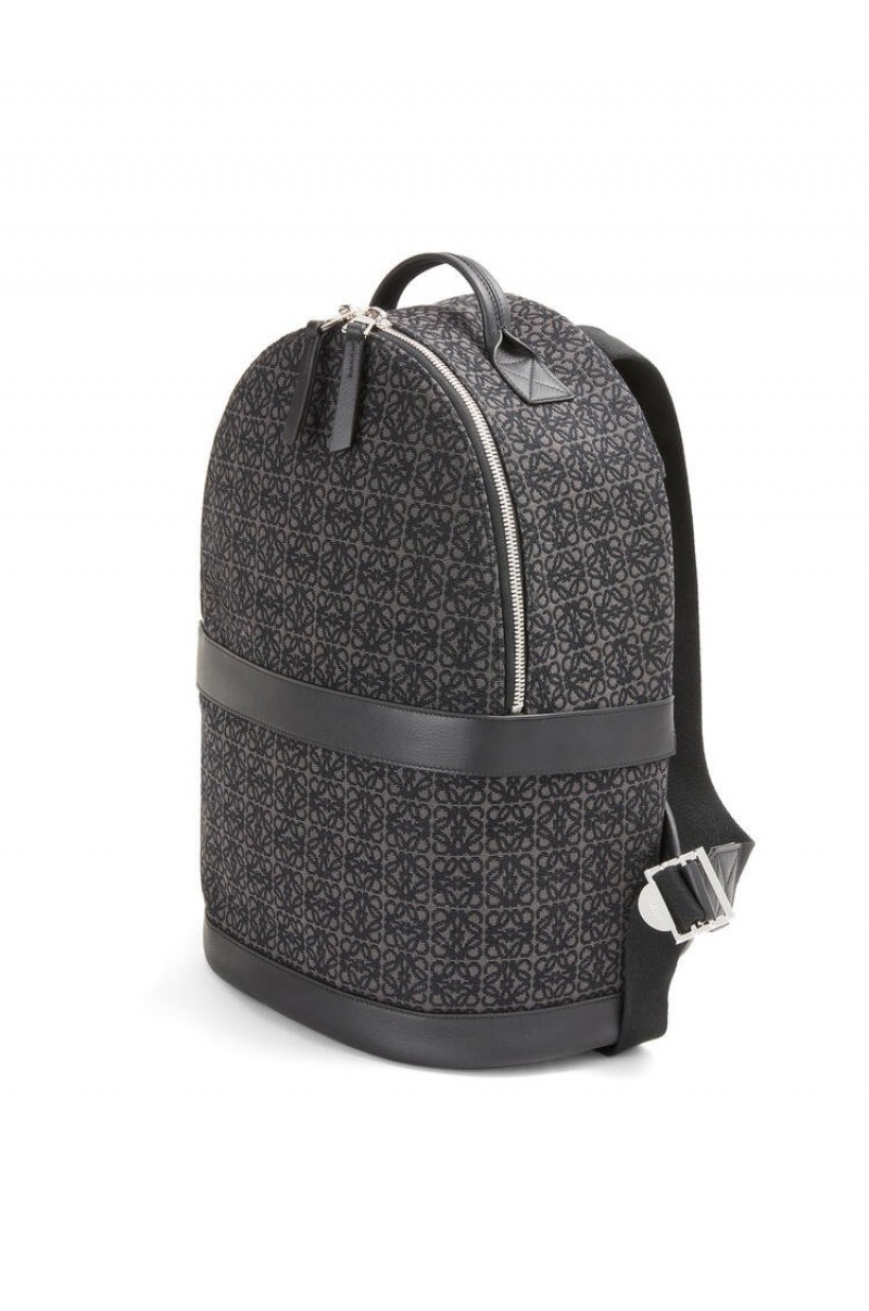 Mochilas Loewe Round backpack in Anagram jacquard and calfskin Hombre Negras | 124ETRBOM