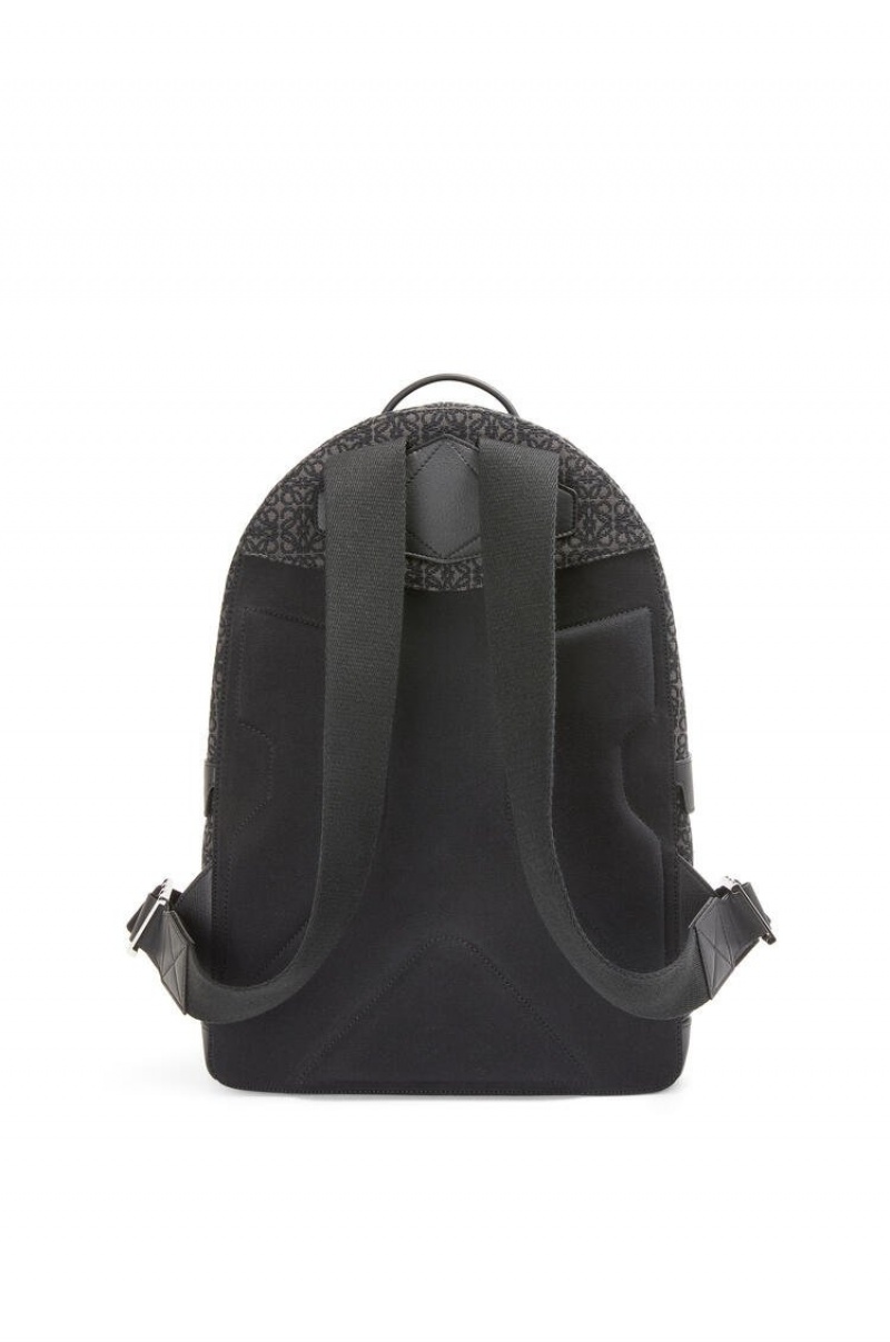 Mochilas Loewe Round backpack in Anagram jacquard and calfskin Hombre Negras | 124ETRBOM