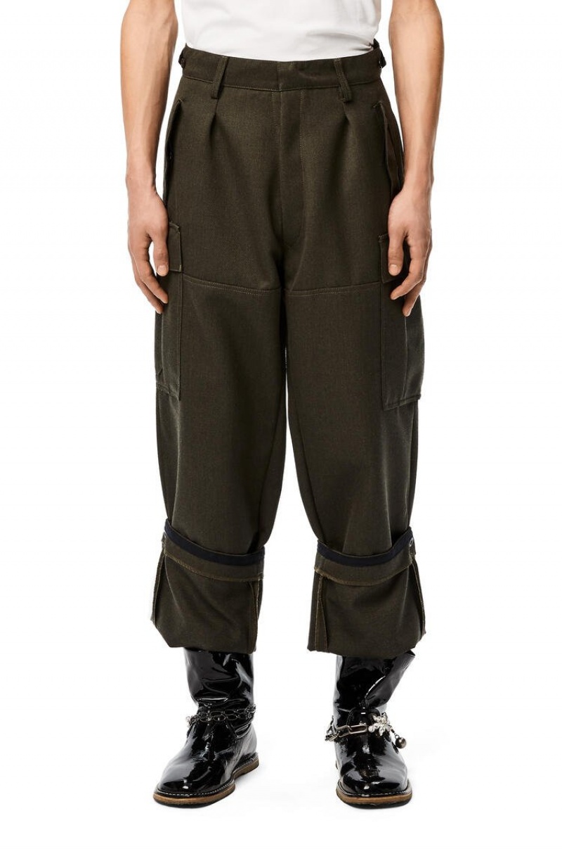 Pantalones Loewe Cargo trousers in wool Hombre Kaki Verde | 015MWQOEF