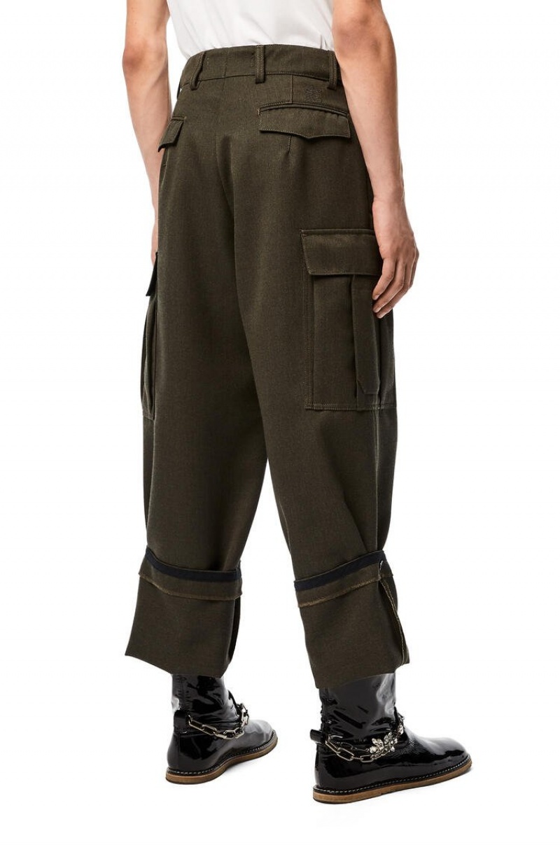 Pantalones Loewe Cargo trousers in wool Hombre Kaki Verde | 015MWQOEF