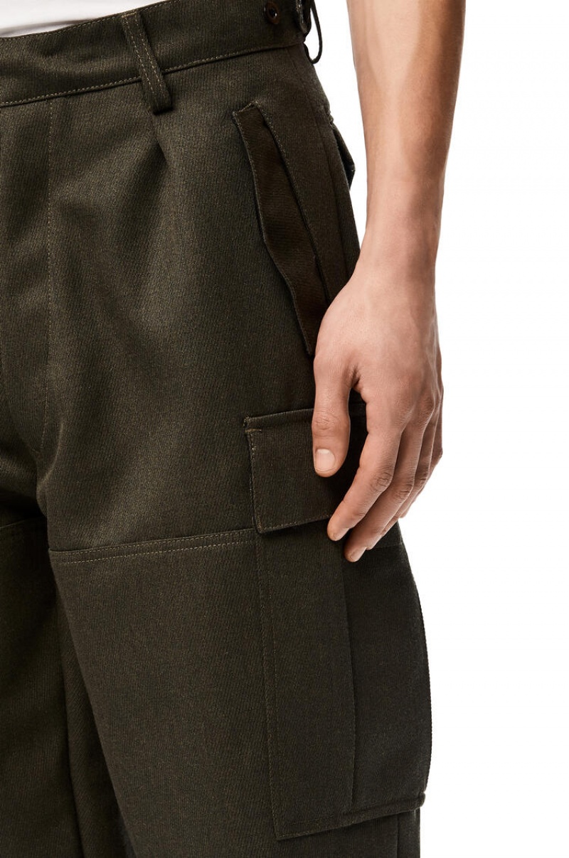 Pantalones Loewe Cargo trousers in wool Hombre Kaki Verde | 015MWQOEF