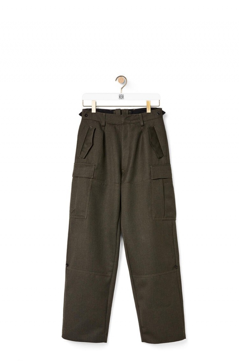 Pantalones Loewe Cargo trousers in wool Hombre Kaki Verde | 015MWQOEF