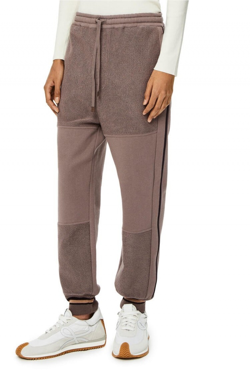 Pantalones Loewe Contrasting rib jogging trousers in cotton Hombre Gris | 648KYHIVD