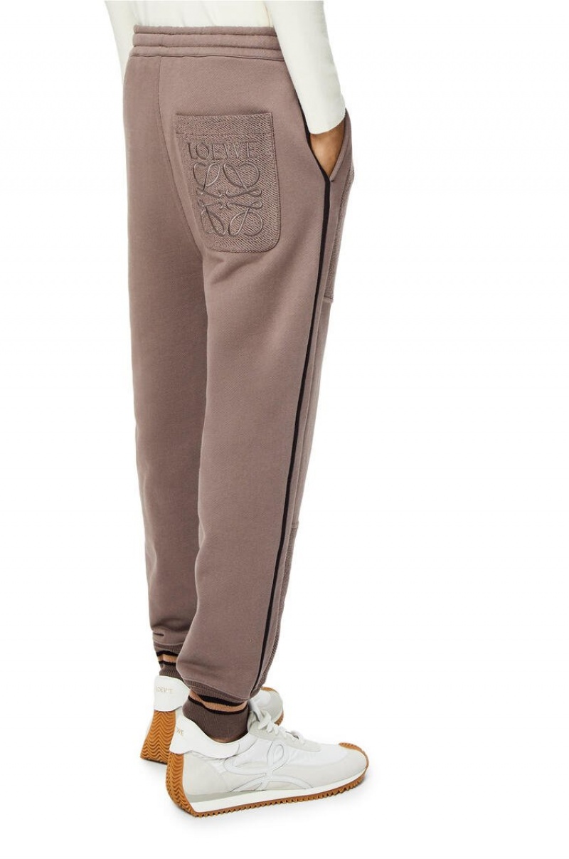 Pantalones Loewe Contrasting rib jogging trousers in cotton Hombre Gris | 648KYHIVD