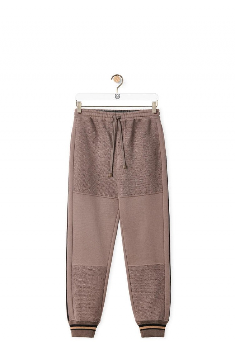 Pantalones Loewe Contrasting rib jogging trousers in cotton Hombre Gris | 648KYHIVD