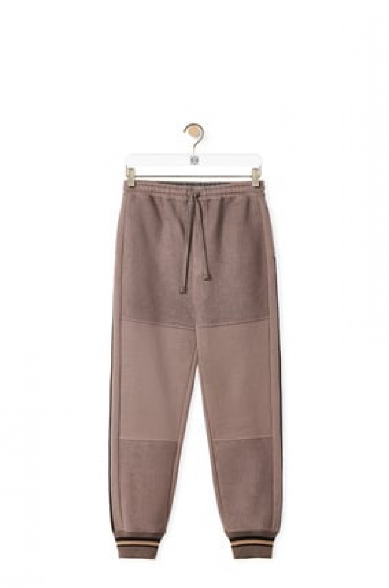 Pantalones Loewe Contrasting rib jogging trousers in cotton Hombre Gris | 648KYHIVD