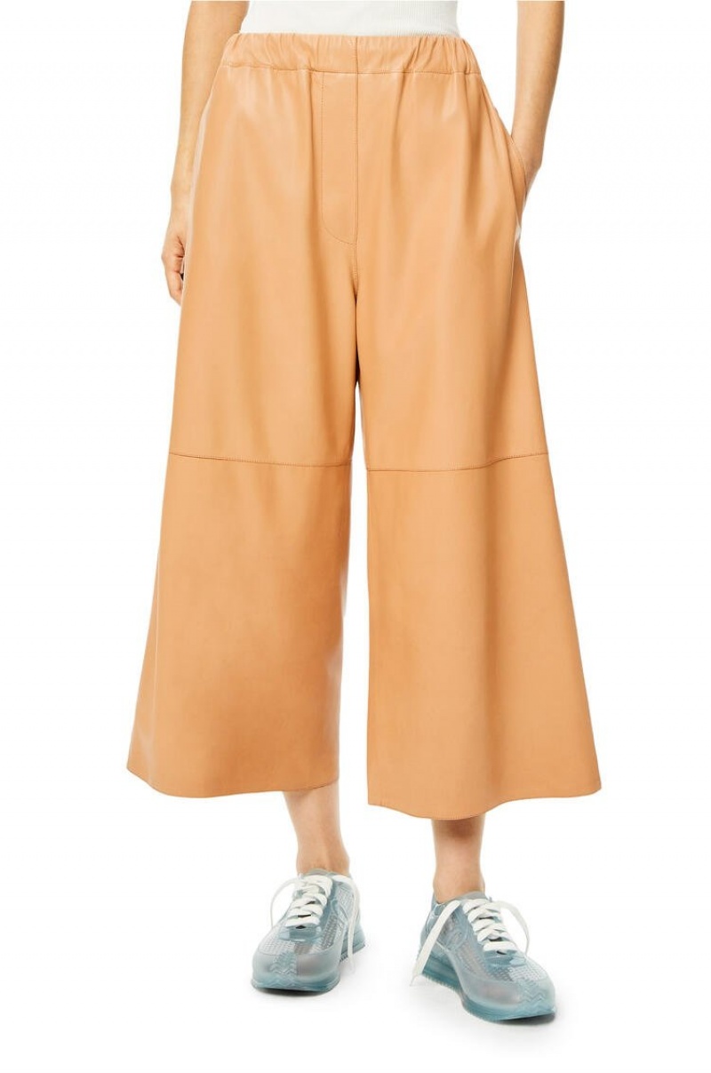 Pantalones Loewe Cropped elasticated trousers Mujer Butter | 098SWVMXZ