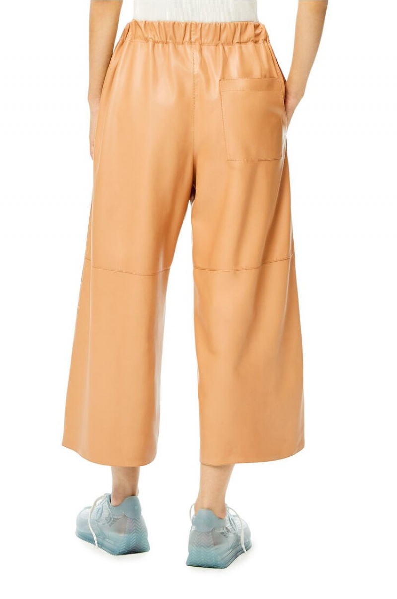 Pantalones Loewe Cropped elasticated trousers Mujer Butter | 098SWVMXZ