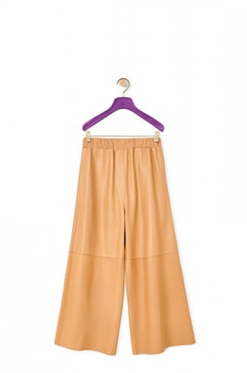 Pantalones Loewe Cropped elasticated trousers Mujer Butter | 098SWVMXZ