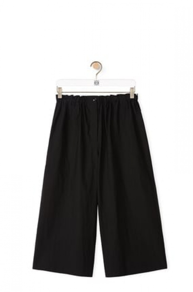 Pantalones Loewe Cropped elasticated trousers in cotton Mujer Negras | 932EHPXDK