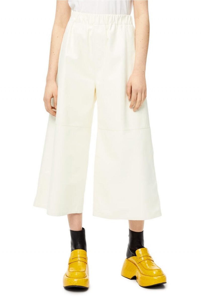 Pantalones Loewe Cropped elasticated trousers in nappa Mujer Blancas | 926RQITKJ