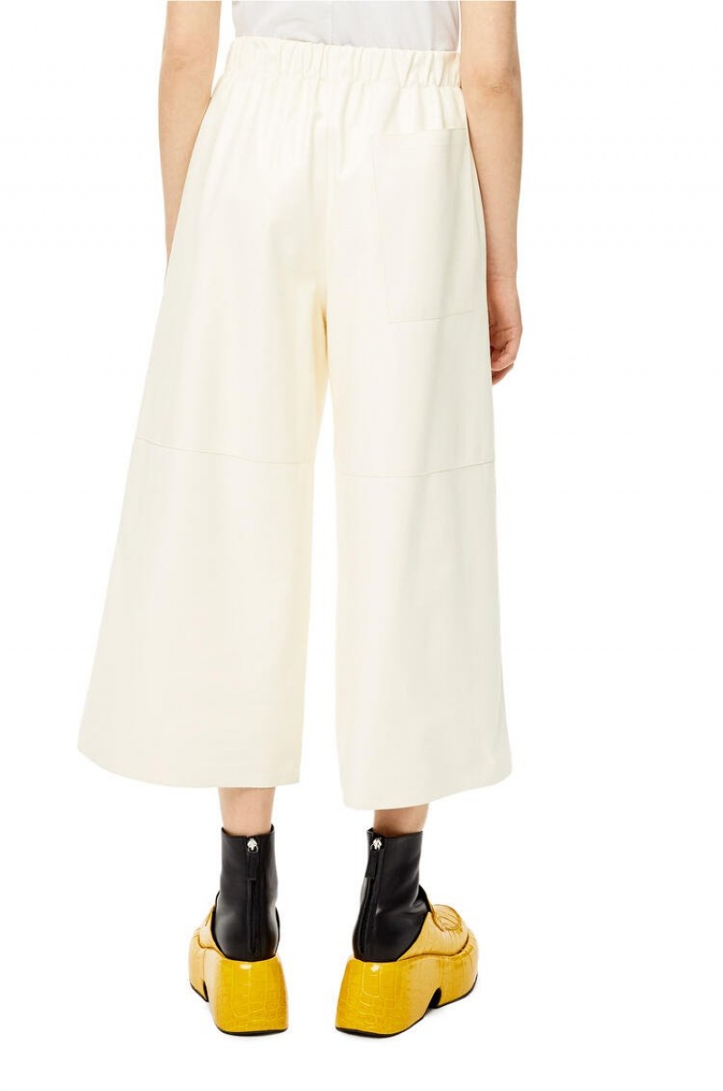 Pantalones Loewe Cropped elasticated trousers in nappa Mujer Blancas | 926RQITKJ