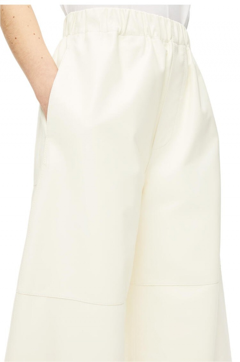 Pantalones Loewe Cropped elasticated trousers in nappa Mujer Blancas | 926RQITKJ