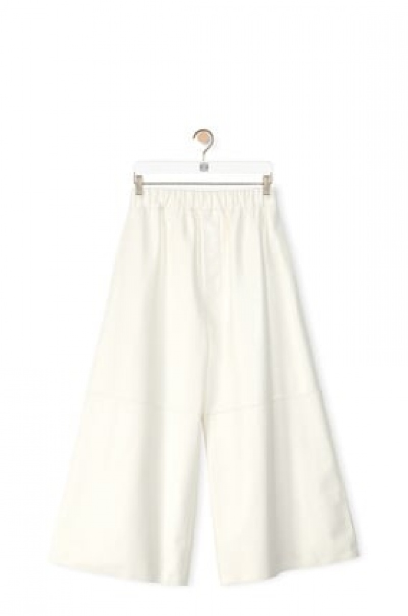 Pantalones Loewe Cropped elasticated trousers in nappa Mujer Blancas | 926RQITKJ