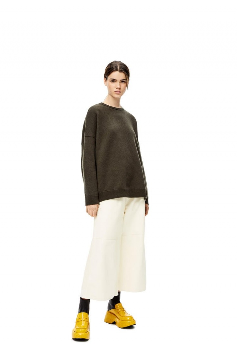 Pantalones Loewe Cropped elasticated trousers in nappa Mujer Blancas | 926RQITKJ