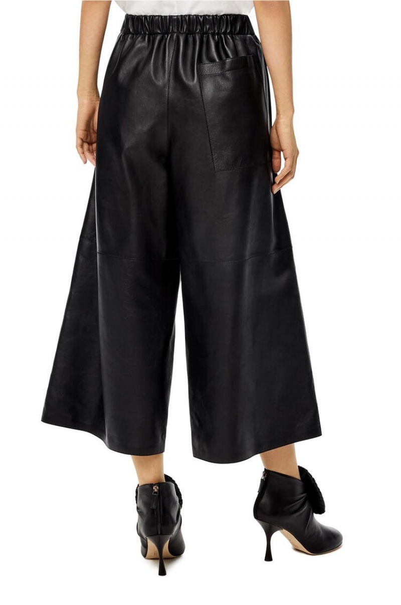 Pantalones Loewe Cropped elasticated trousers in nappa Mujer Negras | 034HMUJDR