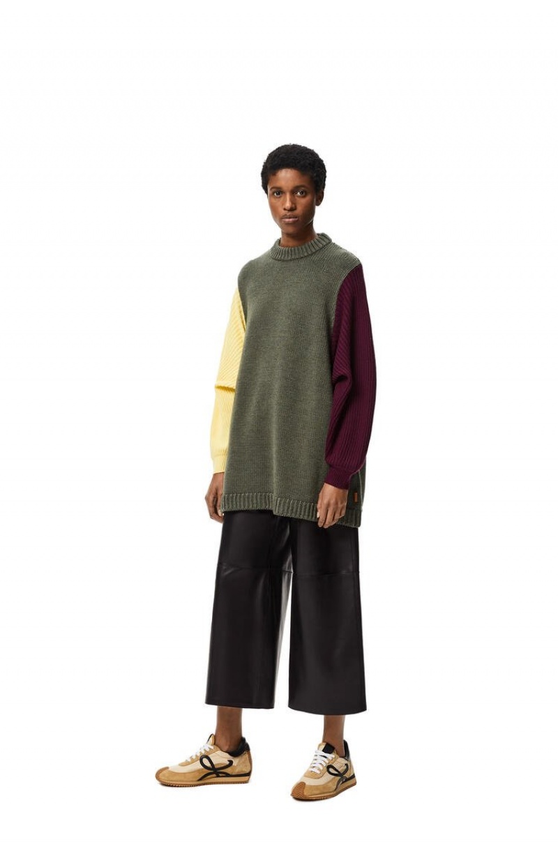 Pantalones Loewe Cropped elasticated waist trousers in nappa Mujer Negras | 075VHMPAC