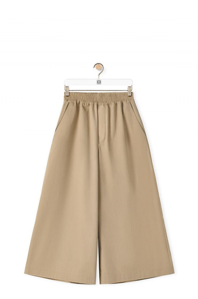 Pantalones Loewe Cropped trousers in cotton Mujer Sandstone | 364NJWFZH