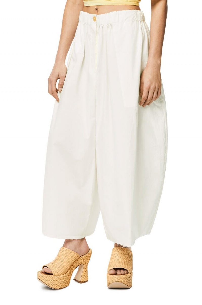 Pantalones Loewe Cropped trousers in cotton Mujer Blancas | 530KOSCHB