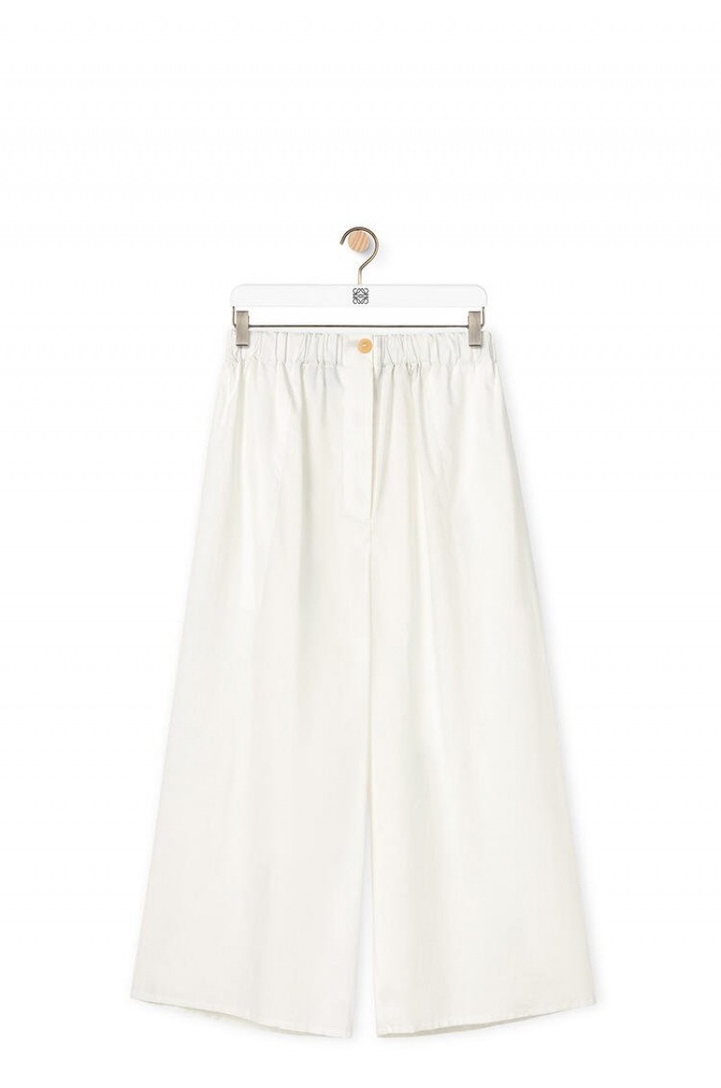 Pantalones Loewe Cropped trousers in cotton Mujer Blancas | 530KOSCHB